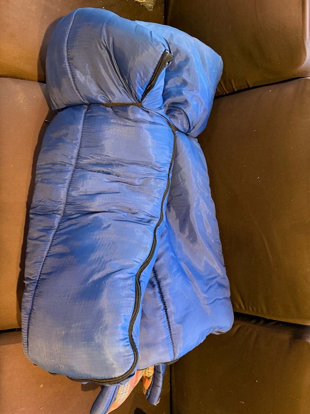 Coleman Blue Plaid Rectangular Sleeping Bag